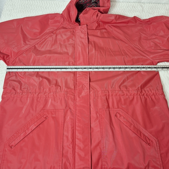 TOTES Isotoner Brick Red Hooded Rain Jacket Water Proof Size XL Vintage 90's - Picture 3 of 11